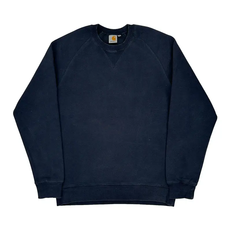 Carhartt Sweatshirt - Large Navy Cotton Blend