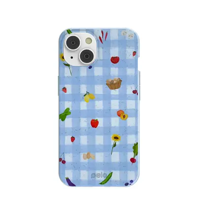Powder Blue Gingham Farmhouse iPhone 14/16e Case