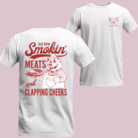 Old Row Smokin' Meats and Clapping Cheeks T-Shirt, Funny BBQ Grill Graphic Tee, Southern Frat Style College Party Shirt, Gift...