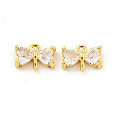 Brass Pave Clear Cubic Zirconia Connector Charms