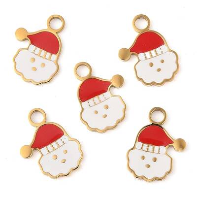 Christmas Theme Ion Plating(IP) 304 Stainless Steel Enamel Pendants