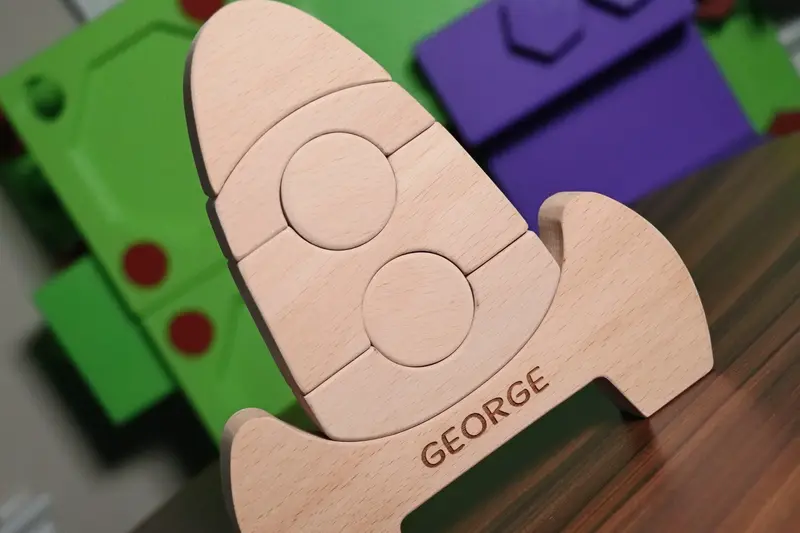 Wooden Stackable Toy - Rocket - Personalized - Handmade Montessori Toy
