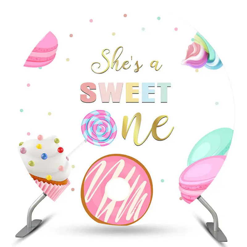 Aperturee Shes A Sweet One Candy Land Round Birthday Backdrop | Birthday Party Decorations | Diy Birthday Backdrop | Birthday...
