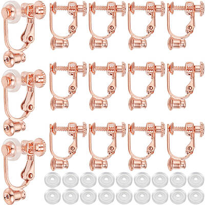 24Pcs Brass Screw On Clip-on Earring Findings