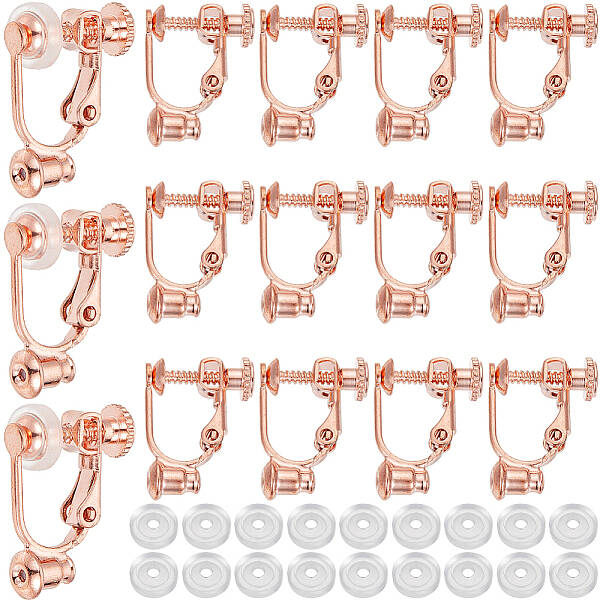 24Pcs Brass Screw On Clip-on Earring Findings