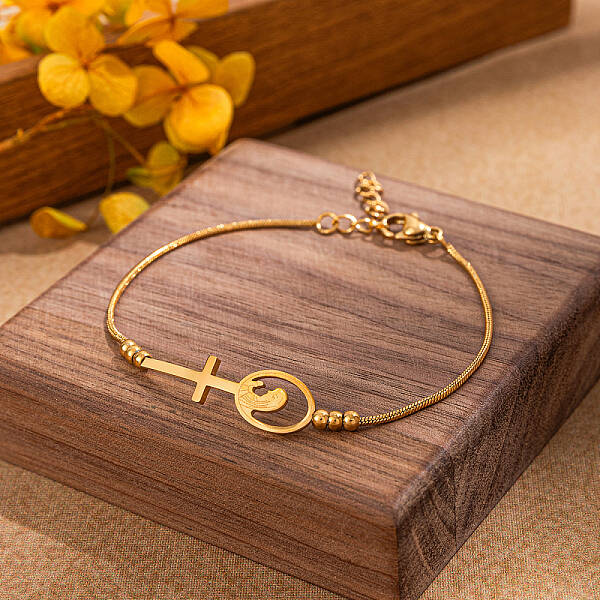 Vintage Religion Stainless Steel Cross Link Bracelets for Women