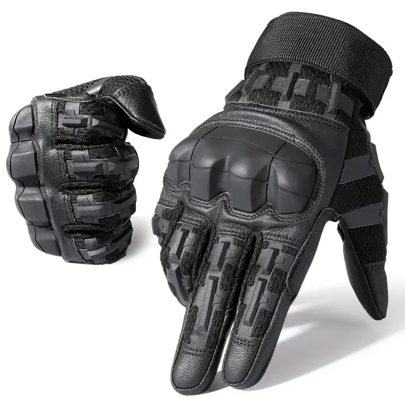 Outdoor Full Finger Protective Gloves, 1 Pair Rubber Hard Shell Full Finger Highly Sensitive Touch Screen Gloves, Outdoor Pro...