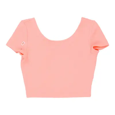 Divided Cropped Top - Small Pink Polyester Blend