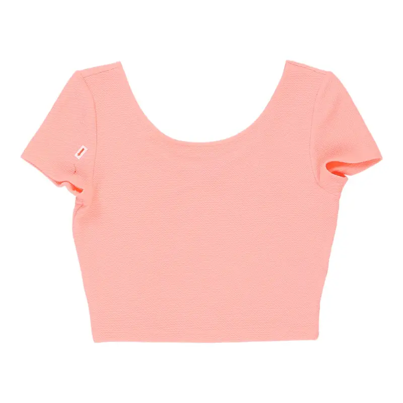 Divided Cropped Top - Small Pink Polyester Blend