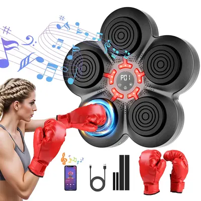 Music Boxing Machine for Adults Kids with Boxing Gloves, Smart Punching Trainer, Boxing Wall Mount Machine with LED, Boxing T...