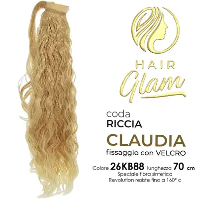 HAIR GLAM CLAUDIA CURLY PONY WITH VELCRO FIBER REVOLUTION 26KB88 70cm