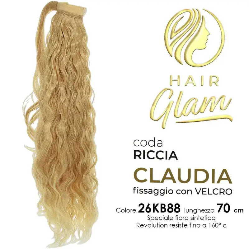 HAIR GLAM CLAUDIA CURLY PONY WITH VELCRO FIBER REVOLUTION 26KB88 70cm