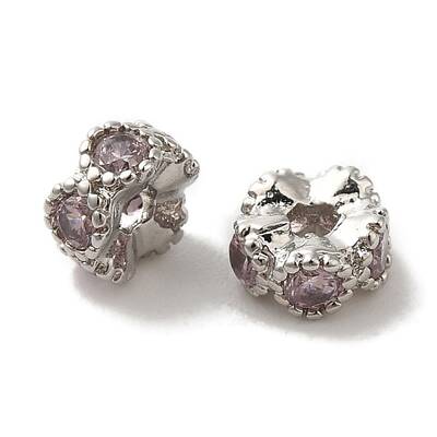 Brass Micro Pave Cubic Zirconia Beads