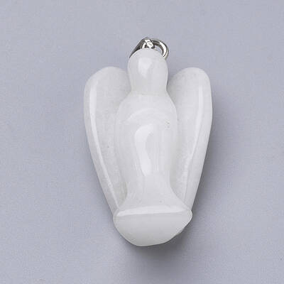 Angel Natural White Jade Pendants with Brass Clasps
