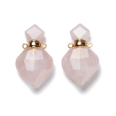 Natural Rose Quartz Perfume Bottle Pendants