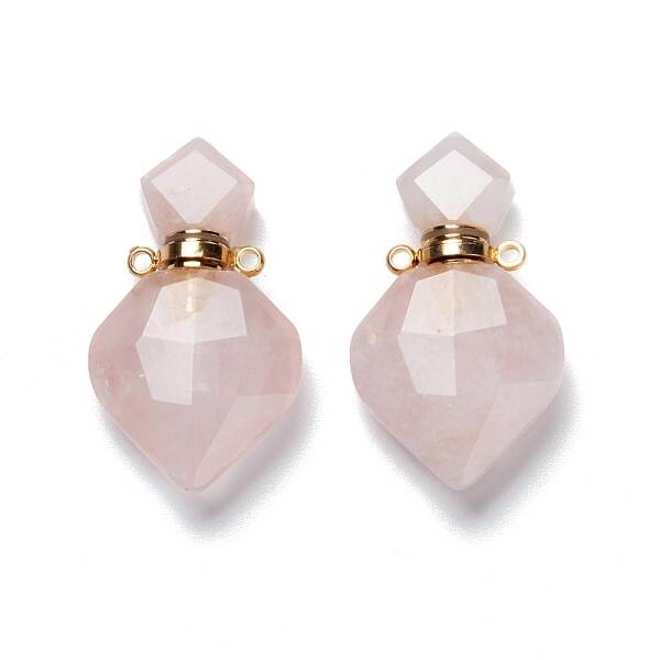 Natural Rose Quartz Perfume Bottle Pendants