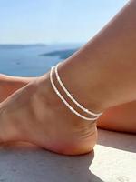 Summer Fashion Rope Chain Anklets, Elegant Glitter Zinc Alloy Anklet for Women & Girls, Fashion Jewelry for Beach Party, Dail...