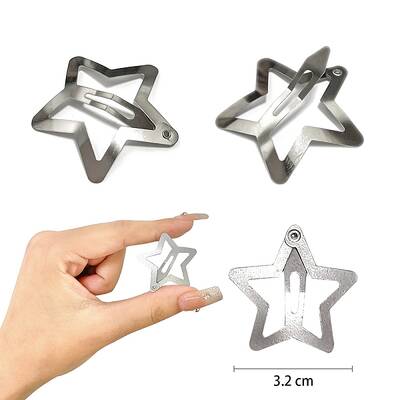 Metal Hollow Star Snap Hair Clips for Women Girls