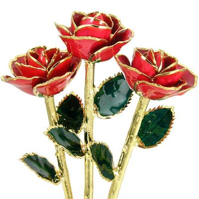3 Past, Present, Future 11 24k Gold Trimmed Roses