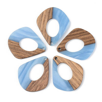 Opaque Resin & Walnut Wood Pendants