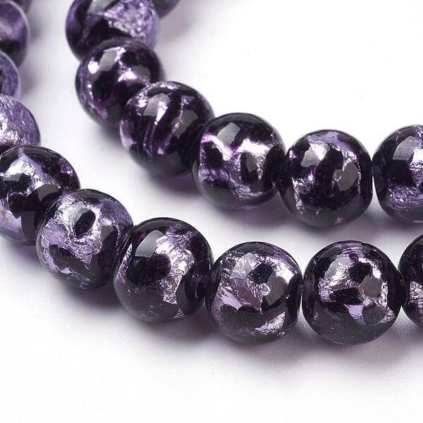 Handmade Silver Foil Lampwork Beads Strands
