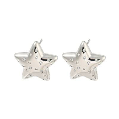 Rack Plating Brass Micro Pave Clear Cubic Zirconia Stud Earring