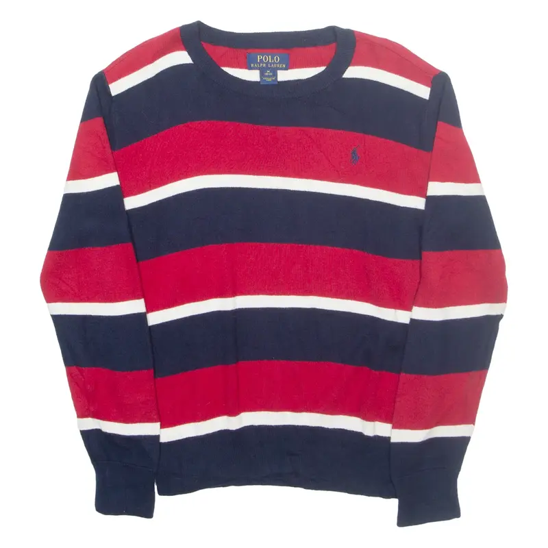 POLO RALPH LAUREN 10-12 Boys Patterned Jumper Red Striped Tight Knit M