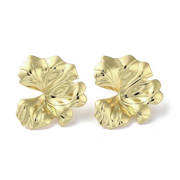 Rack Plating Brass Leaf Stud Earrings