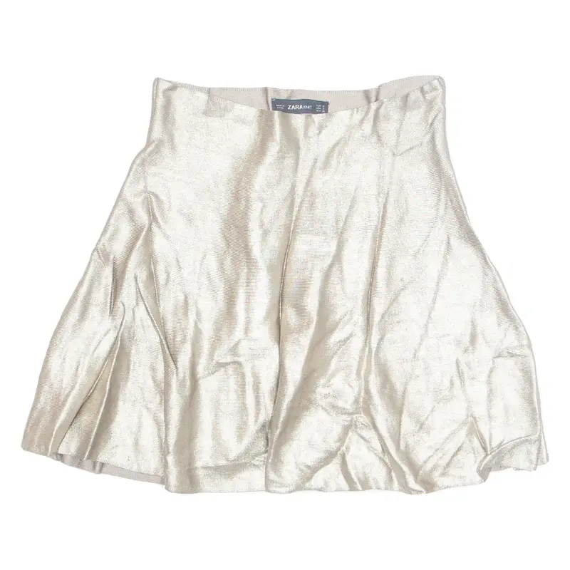 ZARA Womens Skater Skirt Gold Short XS