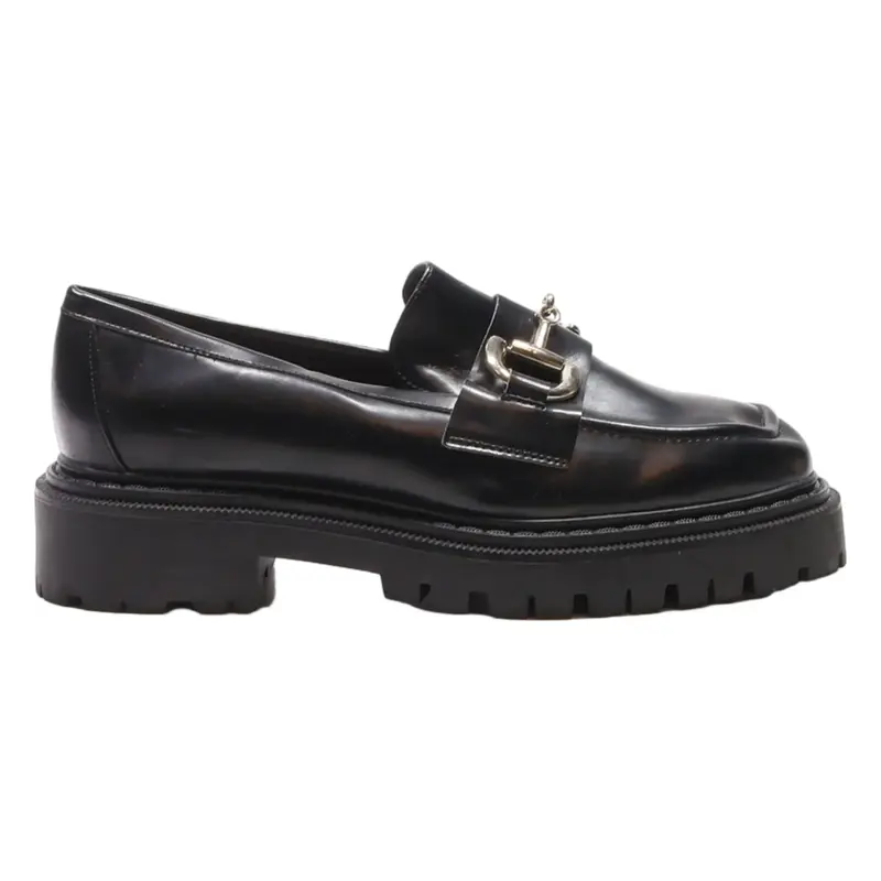 H&M Boat Shoes Black Leather Womens UK 7
