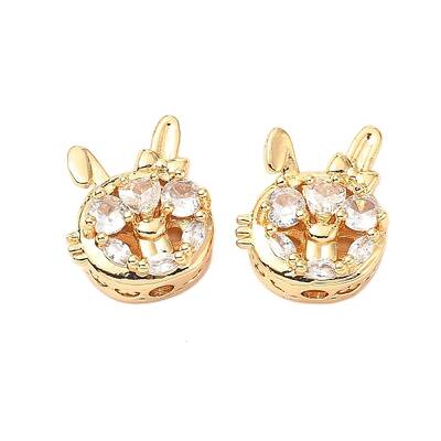 Brass Micro Pave Cubic Zirconia Beads