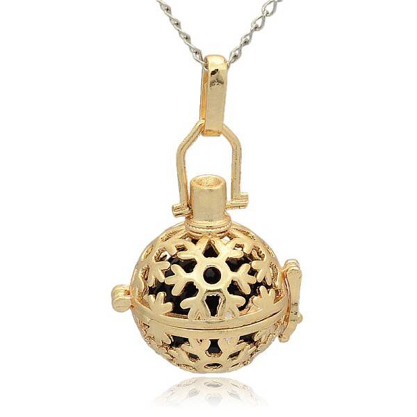 Golden Tone Brass Hollow Round Cage Pendants
