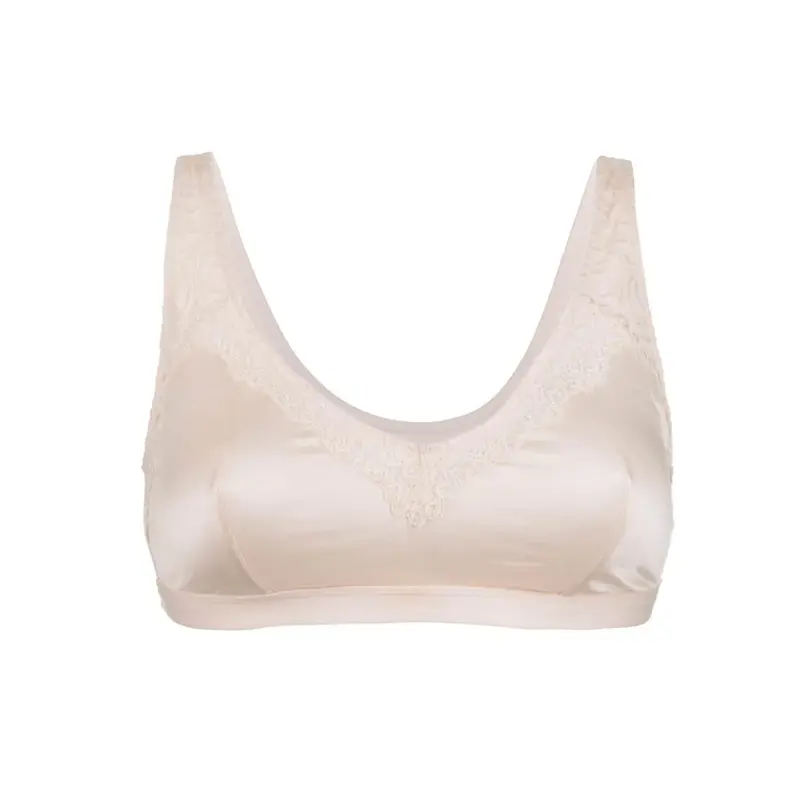 Back Support Full Coverage Wireless Organic Cotton bra (Champagne & Black) | Size: 14 | Color: Champagne