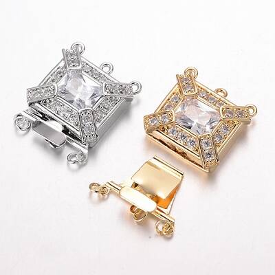 Brass Cubic Zirconia Box Clasps