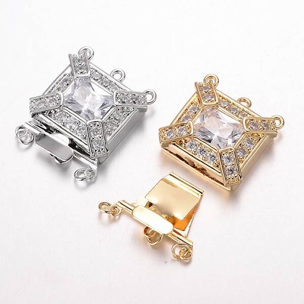 Brass Cubic Zirconia Box Clasps