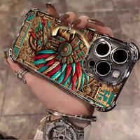 Mysterious Maya style totem personalized phone case Suitable for iPhone 16/15/14/13/12/11 Pro Max Plus electroplated anti dro...