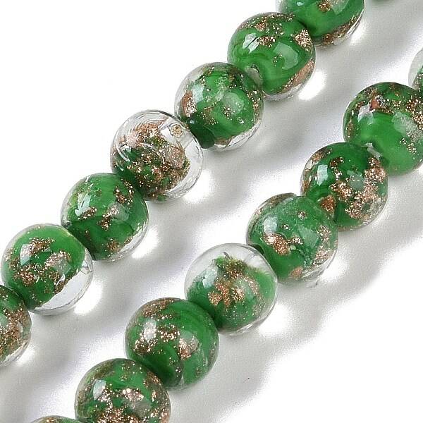 Handmade Gold Sand Lampwork Beads