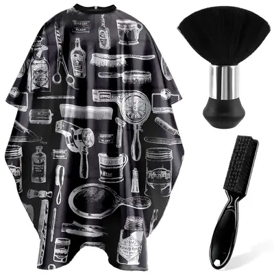 Hair Barber Cape for Men Women with Duster Brush and Barber Brush, Professional Barber Accessories Cleaning Supplies for S...