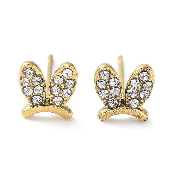 304 Stainless Steel with Rhinestone Stud Earrings