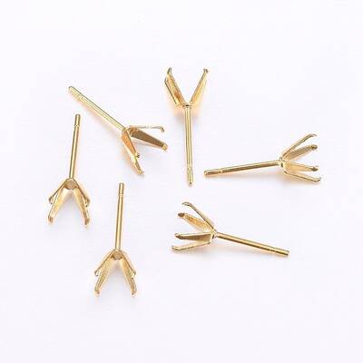 304 Stainless Steel Prong Earring Settings