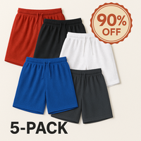 Adult 5-Pack Micro Mesh Basketball Shorts - Unisex, Breathable, Loose Fit, Random Colors, 100% Polypropylene, Quick Dry, Elas...