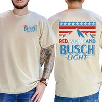 Red White And Busch Light 2-Sided T-Shirt,4th Of July T-Shirt,Unisex Casual Graphic Tee, Trendy Summer Top, Streetwear, Patri...