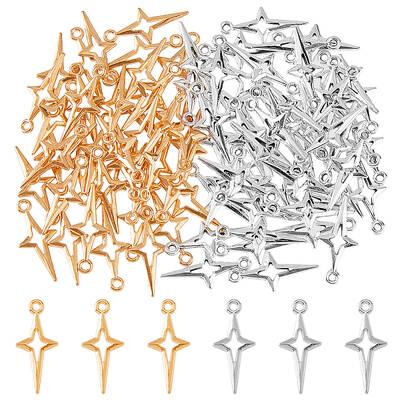 100Pcs 2 Colors Tibetan Style Alloy Hollow Pendants