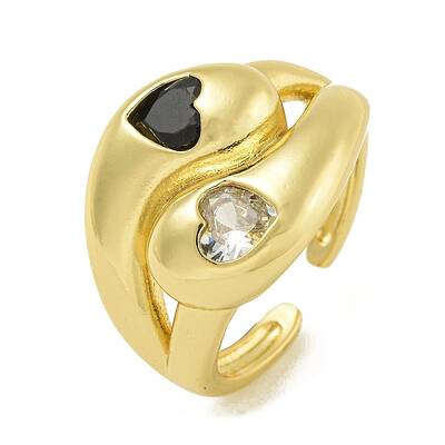 Brass with Cubic Zirconia Open Cuff Rings for Women