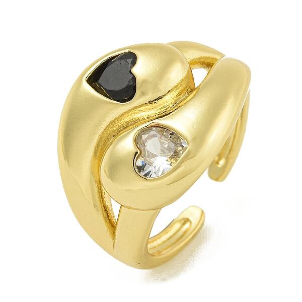 Brass with Cubic Zirconia Open Cuff Rings for Women