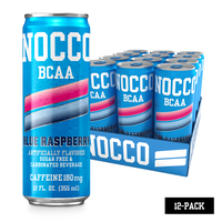 NOCCO BCAA Energy Drink Blue Raspberry - 12 Fl Oz (Pack of 12) - 180mg of Caffeine, Sugar Free Energy Drinks - Carbonated & L...