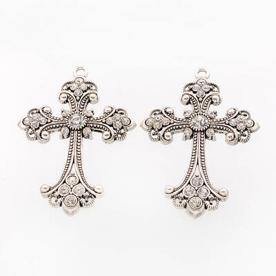 Alloy Rhinestone Cross Big Gothic Pendants
