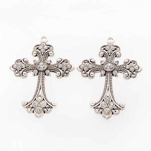 Alloy Rhinestone Cross Big Gothic Pendants