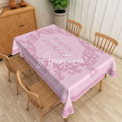 Aperturee Celebratory Pink Birthday Rectangle Tablecloth, 52 x 70 inch, 30.82 USD, rectangle tablecloths, ZWH01947-A