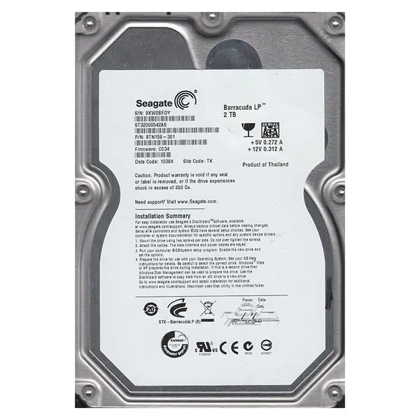 9TN158-301 Seagate 2TB 3Gb/s SATA 5900 3.5-inch 32MB Hard Drive